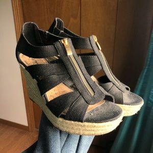 Black Wedges w/ gold zippers